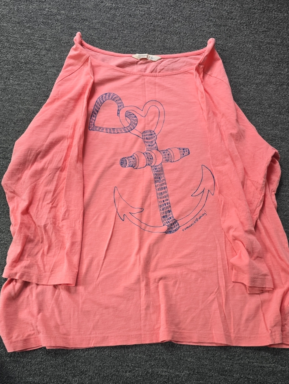 Women's Pink Anchor Graphic 3/4 Sleeve Top
